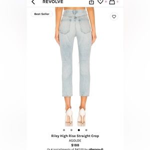 RILEY HIGH RISE STRAIGHT CROP AGOLDE JEANS SIZE 25
